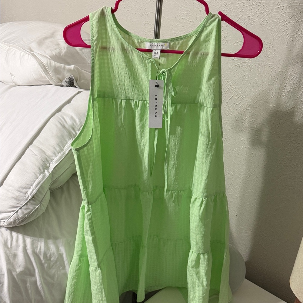 Topshop Lime Green Sleeveless Blouse